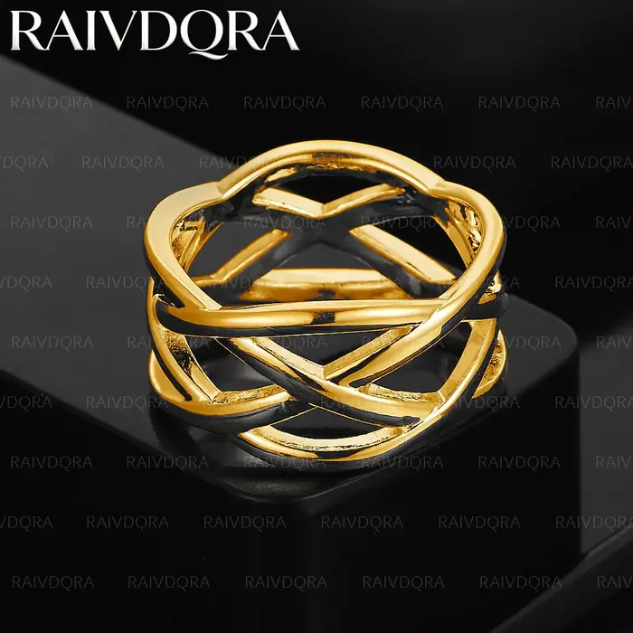 Bague tressée plaquée or 18 carats pour hommes et femmes, bijoux à la mode, classique, simple, éléga