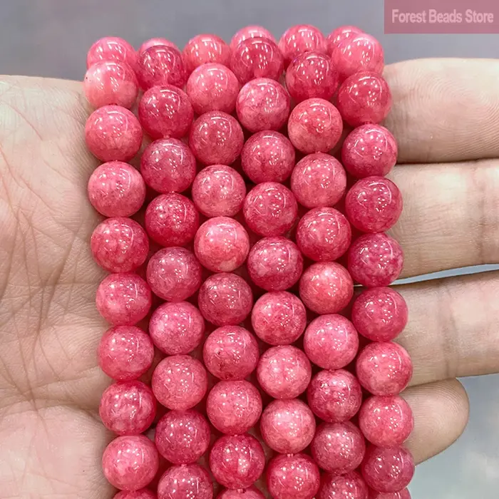 Perles Rondes en Pierre Naturelle de Rhodochrosite Rouge, Calcédoine pour Bijoux de Direction, Brin 
