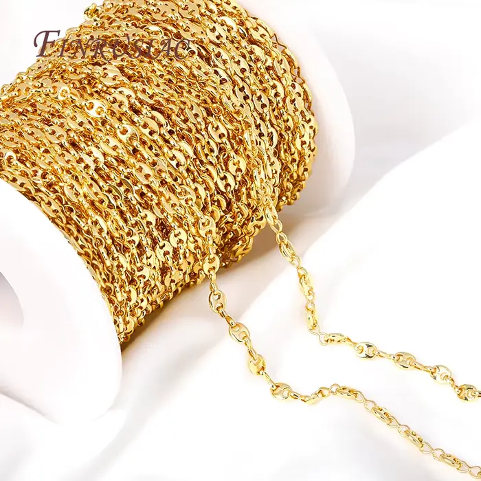 Chaîne de grains de café Hip Hop plaquée or 18 carats, chaînes de nez de cochon en métal de haute qualité pour la fabrication de bijoux faits à la main de collier à faire soi-même