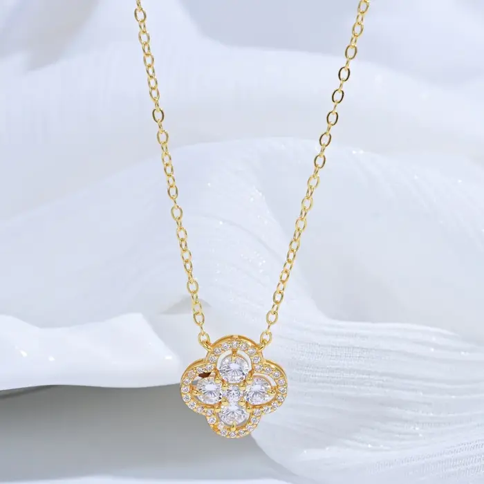 Collier trèfle à quatre feuilles en argent Sterling S925 pour femmes
