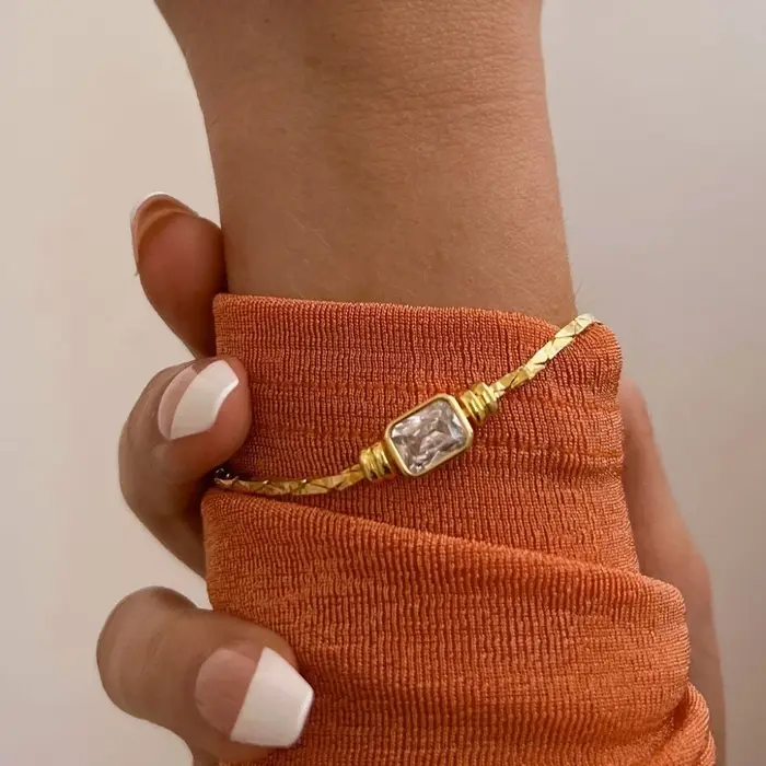 Collier et bracelet en cristal carré pour femme, acier inoxydable brillant, bijoux étanches, cadeaux