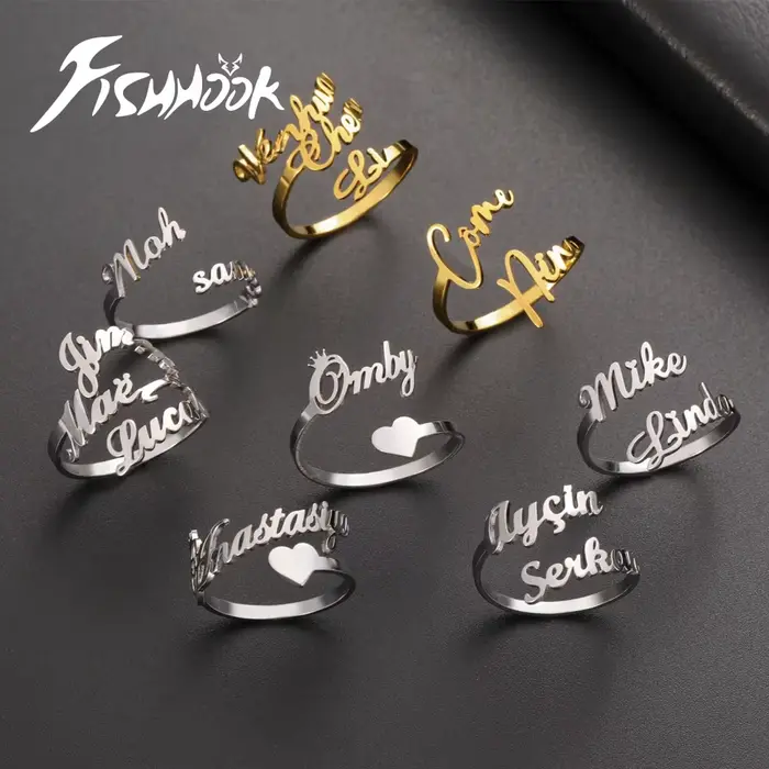 Bague personnalisée à double prénom pour femmes et hommes