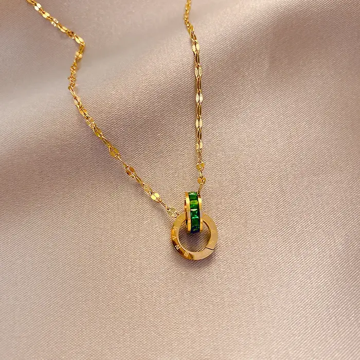 Collier en or jaune 18 carats pour femme avec pendentif unique cadeau d'engagement mariage fiançailles anniversaire utilisation quotidienne