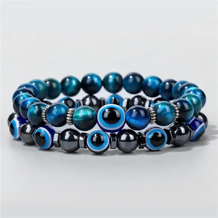 Bracelet porte-bonheur en perles mauvais œil