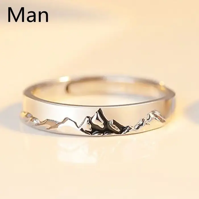 Bagues de Couple de montagne et de mer réglables en argent S925, bijoux à la mode pour amoureux de m