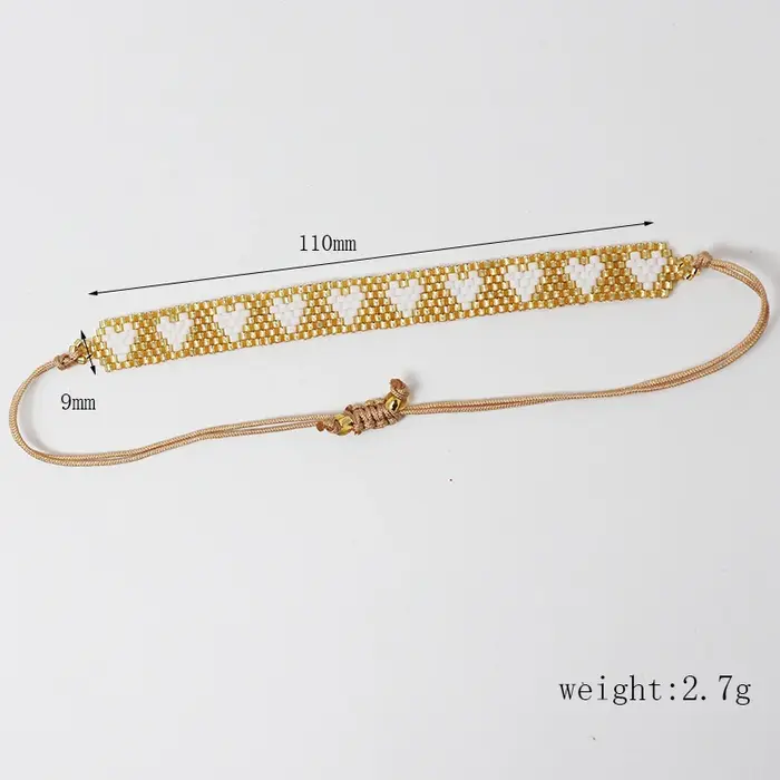 Bracelet bohème en perles Miyuki fait à la main pour femme – Bijoux réglables au design de cœur multicolore
