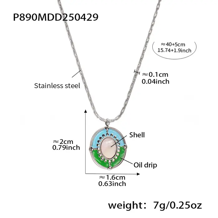 Collier de Niche pour femmes, pendentif en coquillage en acier inoxydable et émail, chaîne étanche, 