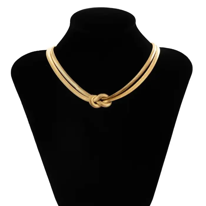 Collier ras du cou double couche Minar Punk Hip Hop en alliage métallique plaqué or et argent