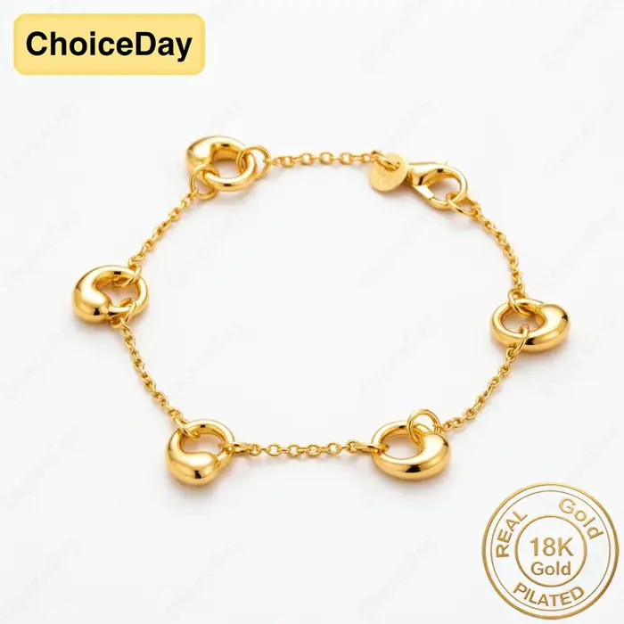 Bracelet ovale à cinq anneaux exquis plaqué or 18 carats pour femmes, cadeau élégant, bijoux pour ma