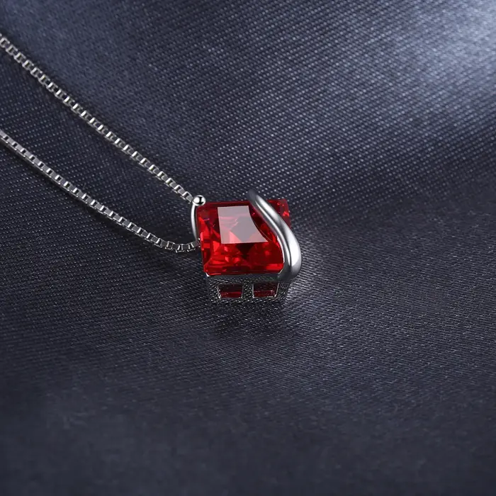 JewelpopPalace-Collier carré avec pendentif en argent regardé 925