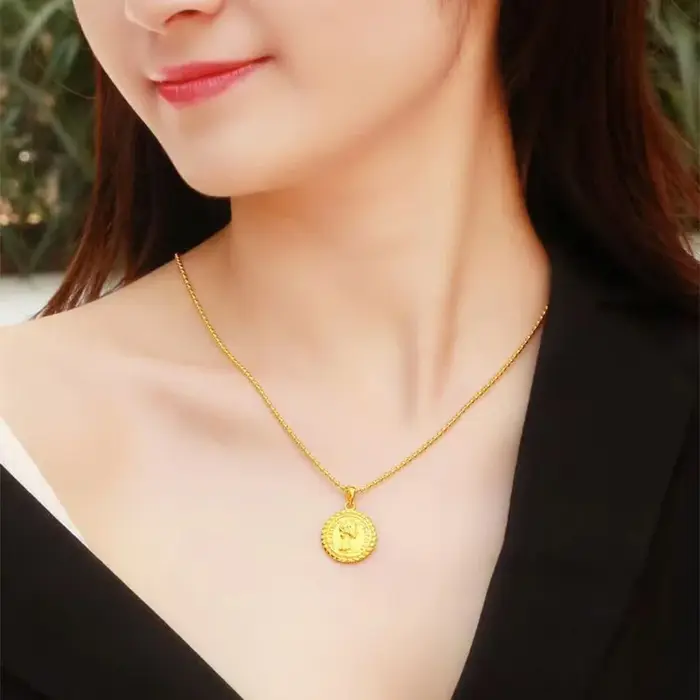 Collier double face en laiton plaqué or