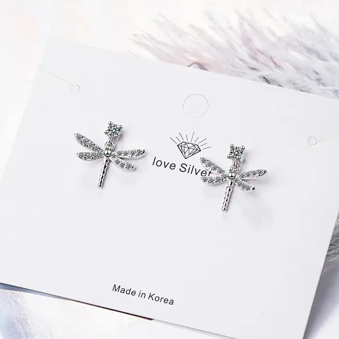 GaaBou-Boucles d'oreilles libellule en argent regardé 925 pour femme, bijoux de luxe, accessoires de