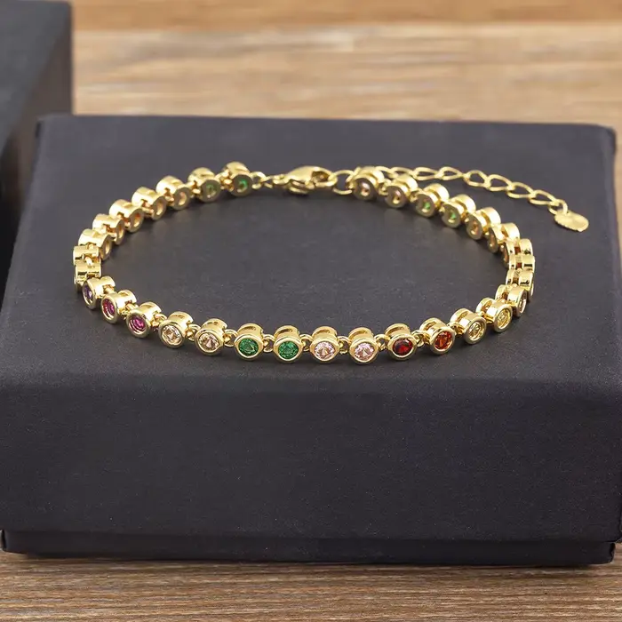 Nidin – Bracelet en cristal brillant pour femmes, 6 couleurs, strass, Zircon, réglable, bijoux exquis, cadeau pour filles