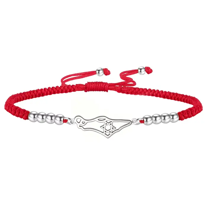 Bracelet pendentif étoile de David pour femmes et hommes, en acier inoxydable, carte de la Palestine