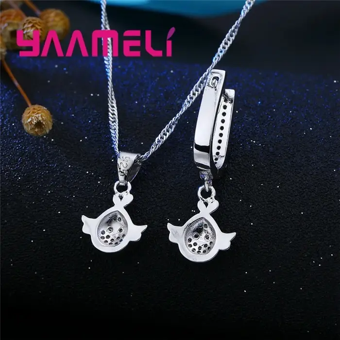 Ensemble de bijoux en argent regardé 925 véritable pour filles