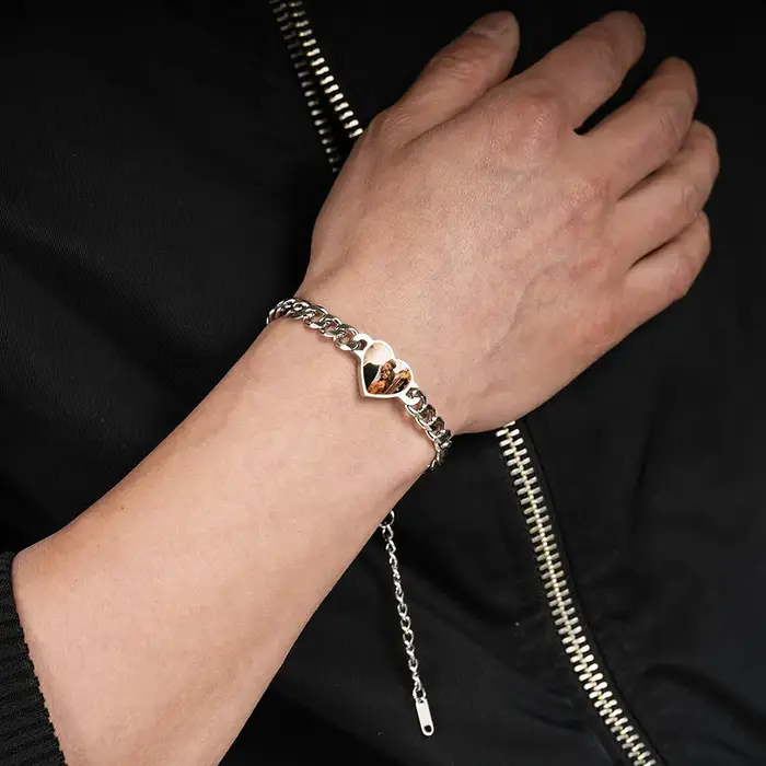Bracelet personnalisable avec photo de cœur - Chaîne