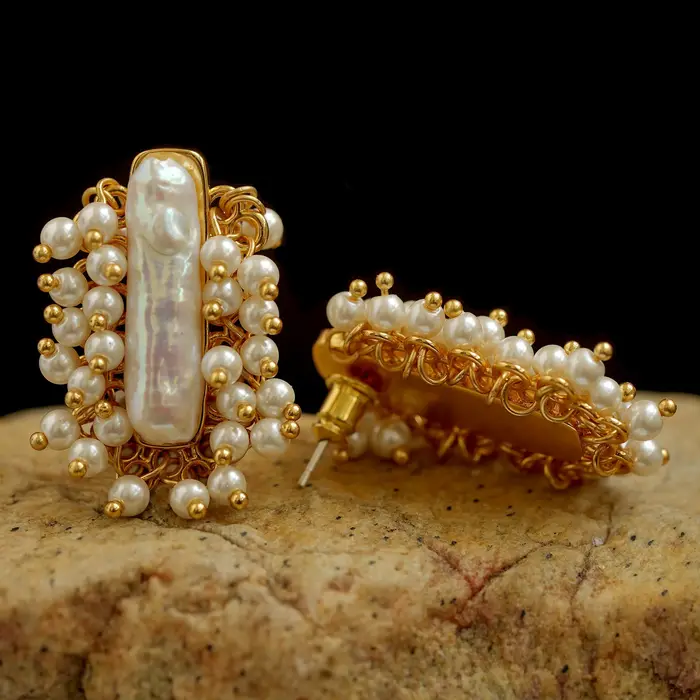 Boucles d'oreilles Vintage en perles baroques naturelles pour femmes