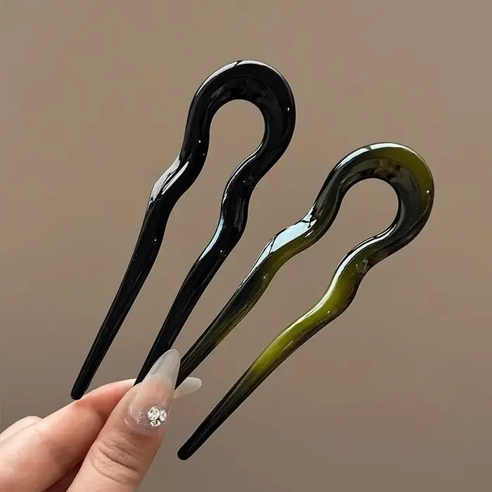 Nouvelle fourchette à cheveux en forme de U pour femmes, épingle à cheveux en acétate écaille de tor