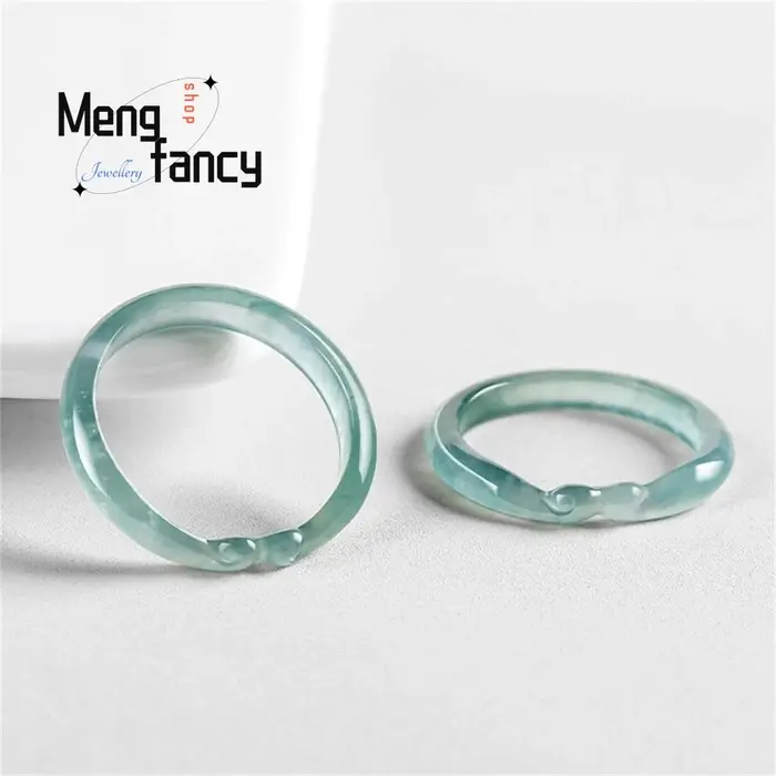 Bague personnalisée en trois dimensions A-Goods, bijoux de mode exquis, jadéite naturelle, eau bleue