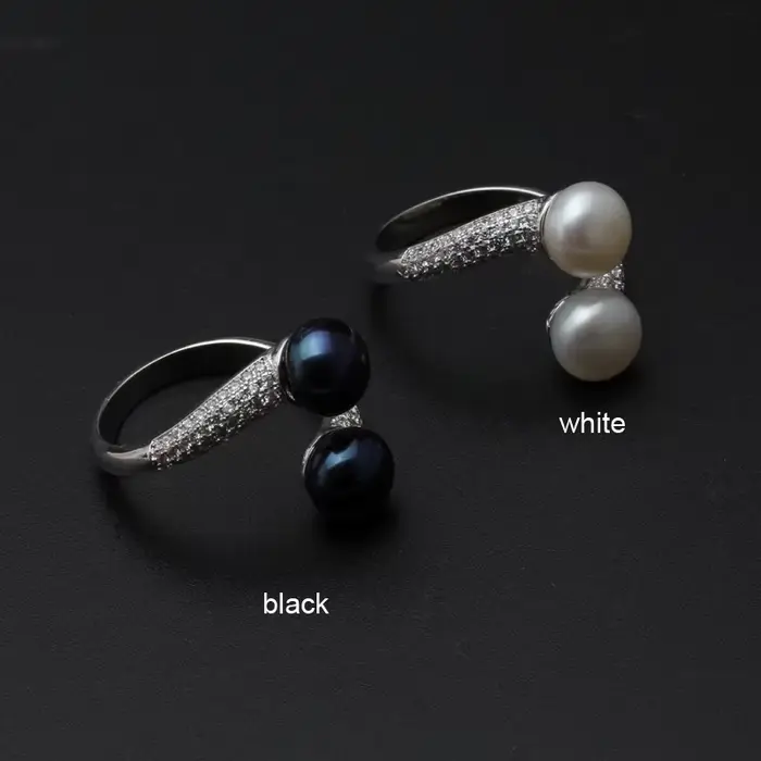Magnifiques bagues en perles naturelles doubles pour femmes