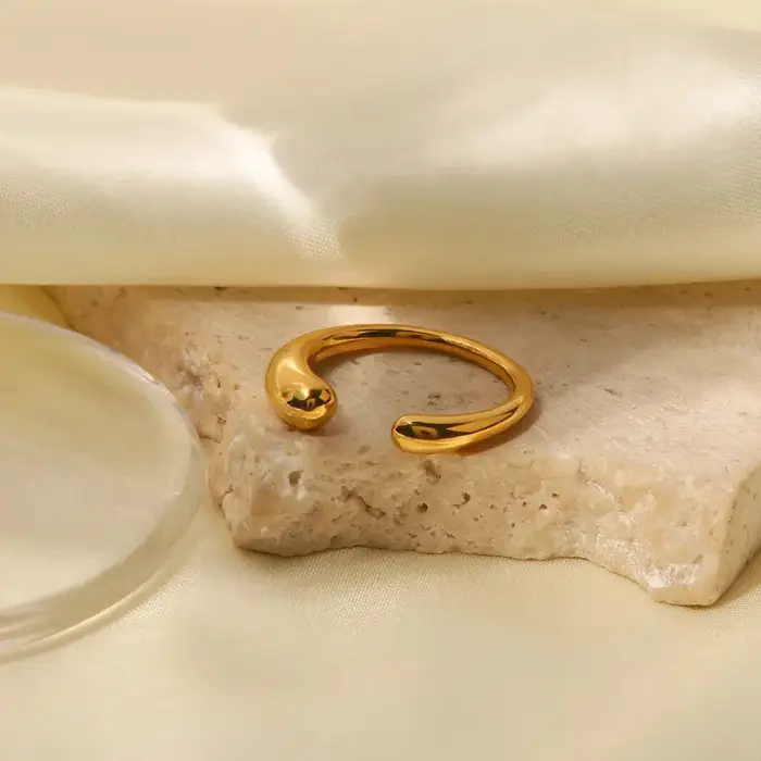 Bague EManco tendance rétro en acier inoxydable couleur or et argent