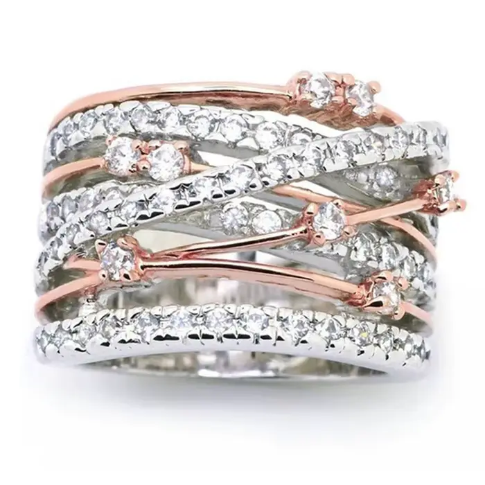 Bague en argent Sterling 925 incrustée de Zircon AAAAA entrelacé pour femme