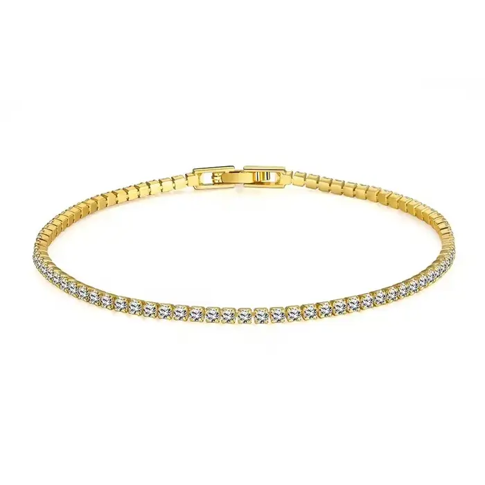 Bracelet tennis exquis en argent sterling 925, rangée simple de diamants ronds de 2 mm, 3 mm, 4 mm, 