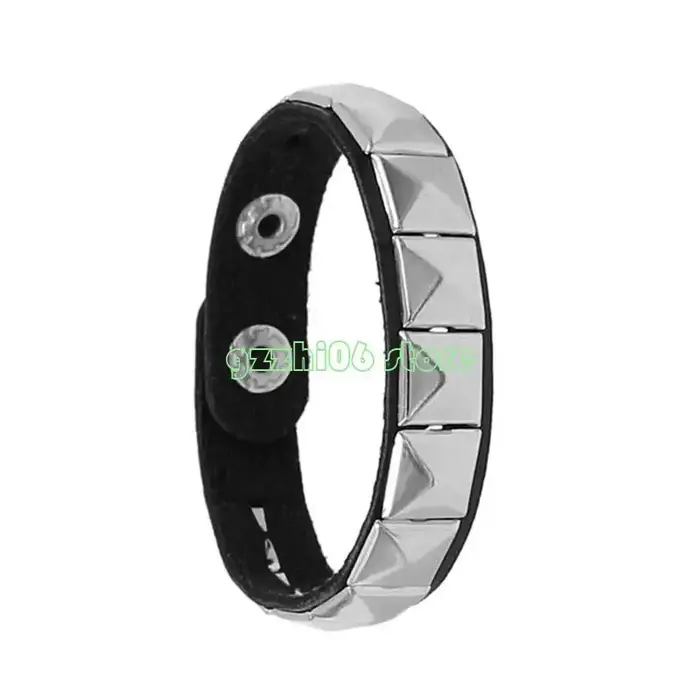 Bracelet punk rock élégant avec motif squelette en cuir, finition plaquée argent, or, laiton, rhodium et zirconium pour homme et femme, idéal pour les festivals de musique, concerts et occasions spéciales