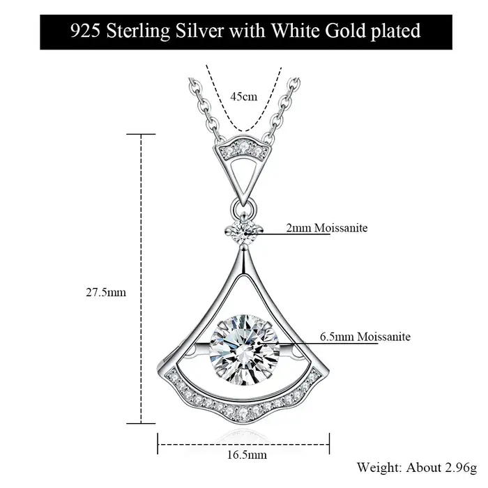 M-JAJA 1ct Moissanite jupe pendentif collier pour femmes S925 en argent Sterling diamant collier ras