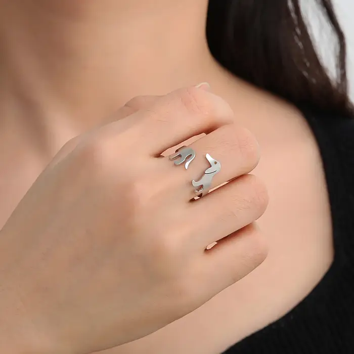 Skyrim Bague ouverte chien teckel pour femme