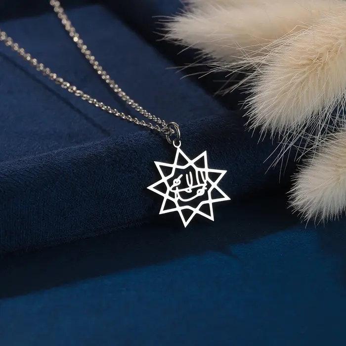 Kinitial – collier étoile de bahaisme Bahai à neuf points, calligraphie persane, pendentif Farsi Par
