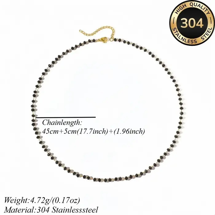 Collier de perles noires de style punk minimaliste pour femme