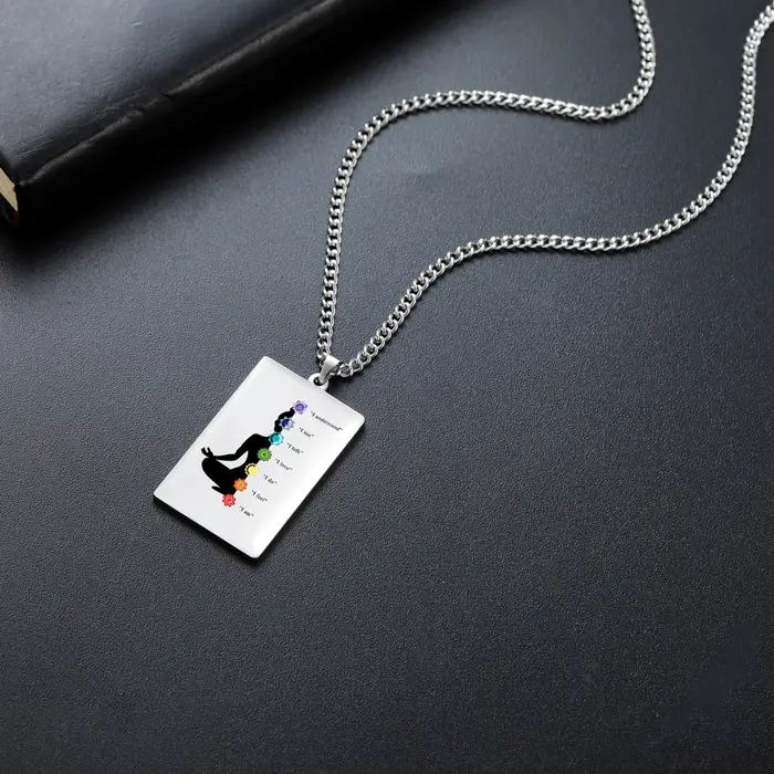 Collier 7 chakras, pendentif de méditation yoga