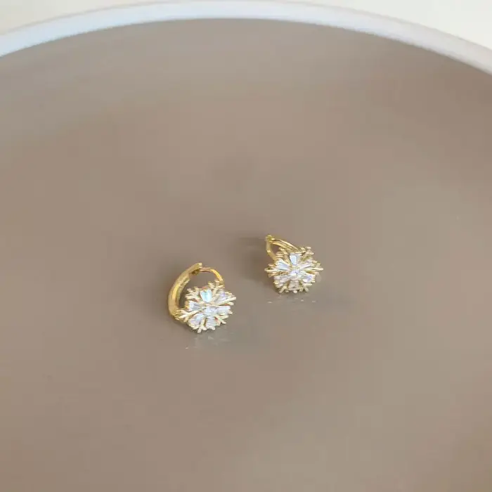 Boucles d'oreilles en argent Sterling 925 avec zircon flocon de neige pour femme engagement mariage élégance sophistication