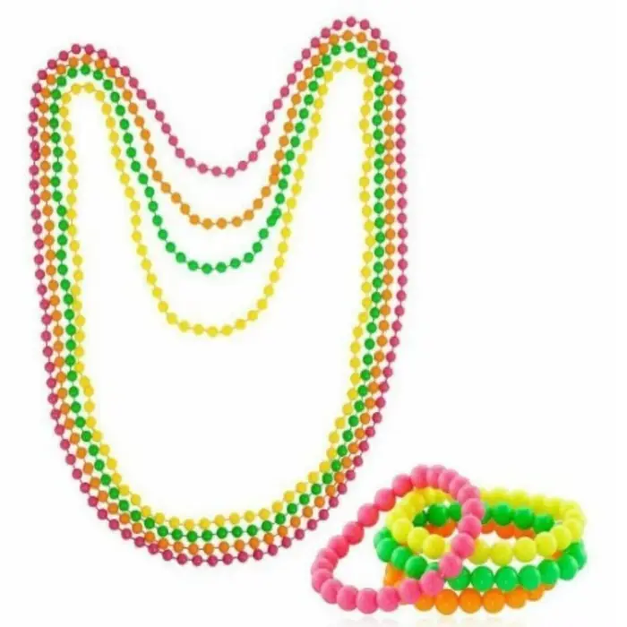Ensemble collier et bracelet de perles connectées, néon coloré, chaîne de perles, breloque bohème, tour de cou structurels ent, 4 pièces, 8 pièces