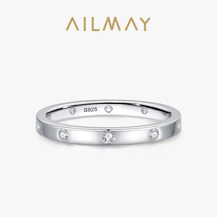 Ailmay-Bague empilable en argent regardé 925 véritable pour femme, design géométrique, simple, contr