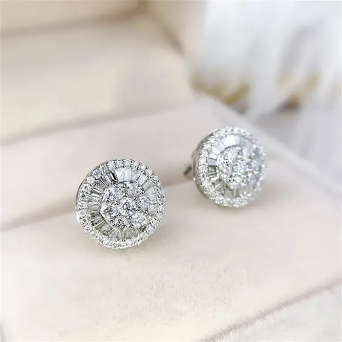Boucles d'oreilles en or 14 carats avec diamant de laboratoire pour femme