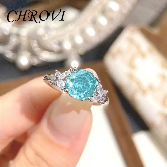 Nouvelle bague octogonale Millennium Rose en argent sterling 925 incrustée de diamants