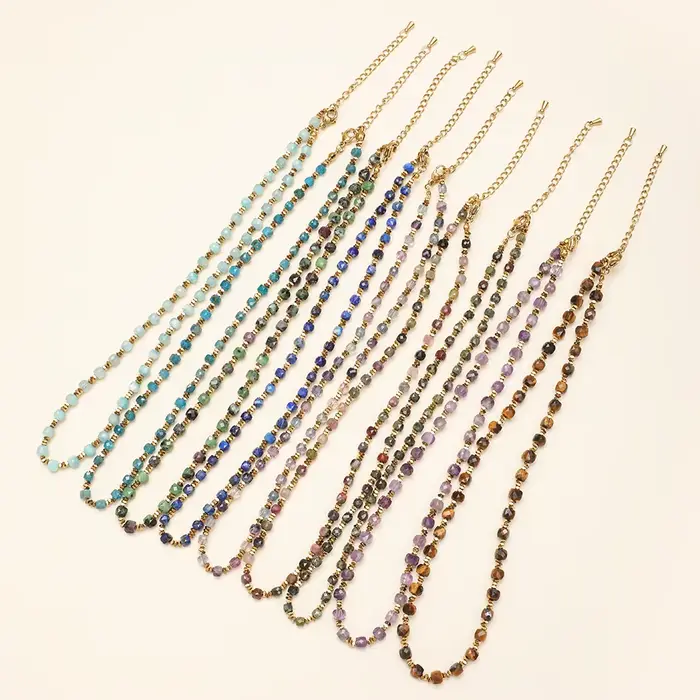 ZMZY gros minimalisme Style français rétro pierre naturelle Lapis Lazuli perles à facettes collier bijoux hommes et femmes cadeaux