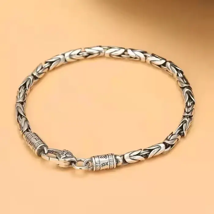 Bracelet en bambou en argent Sterling 925, approvisionnement Direct d'usine, mode style rétro pour h