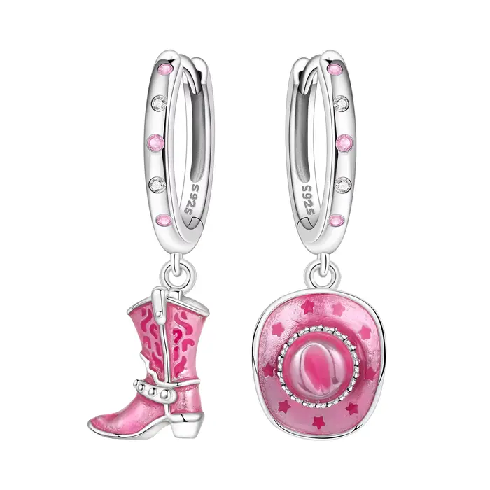 PANPOKI – boucles d'oreilles en argent Sterling 925, denim rose, personnalisées, pour femmes, bijoux