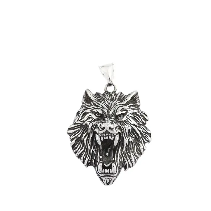 Collier loup Viking nordique à la mode pour hommes, breloque populaire en acier inoxydable, mytholog