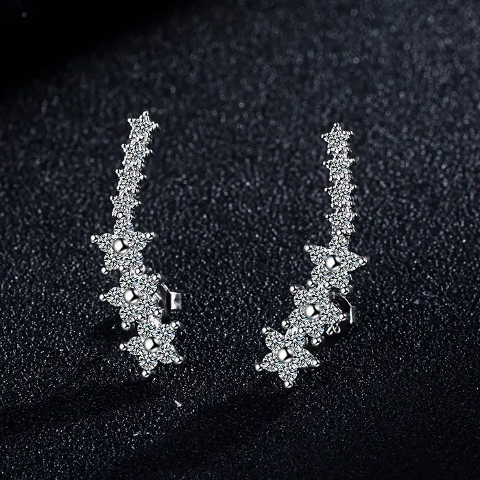Bling Aaa-Boucles d'oreilles longues manchette d'oreille en argent regardé 925 pour femme