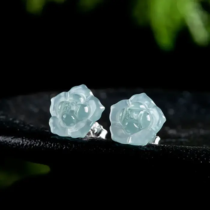 Boucles d'oreilles en argent S925 incrustées de pétales de glace pour femmes