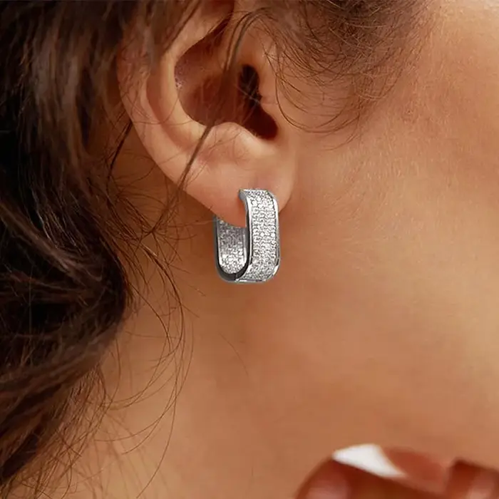 Boucles d'oreilles carrées en acier inoxydable pour femmes