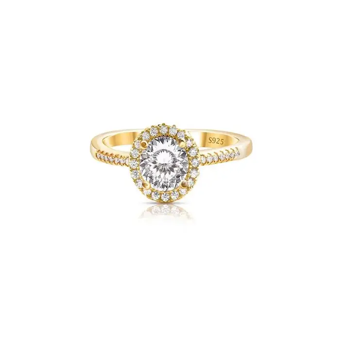 Bague Moissanite en argent massif 925 pour femme, plaqué or 18 carats, bijoux de mariage féminins de