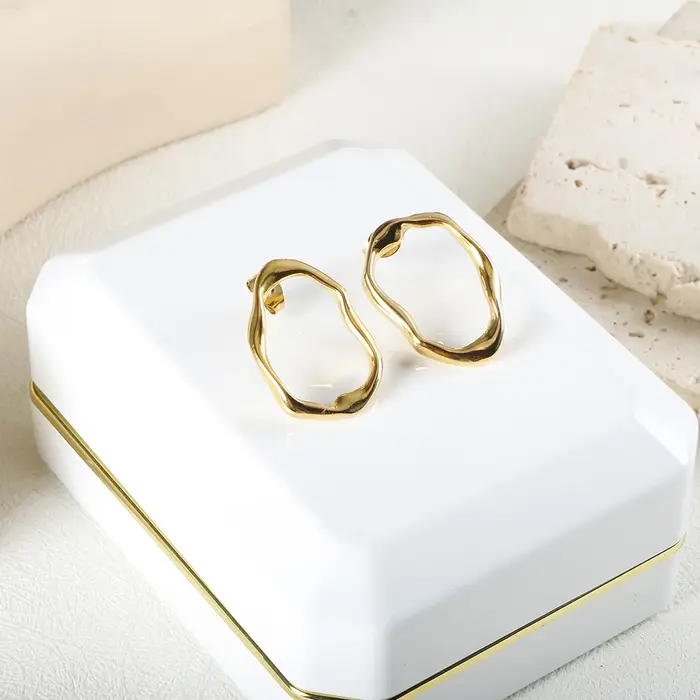 JINHUI Vintage géométrie cerceau boucle d'oreille mode hétérotype conception irrégulière minimaliste boucles d'oreilles