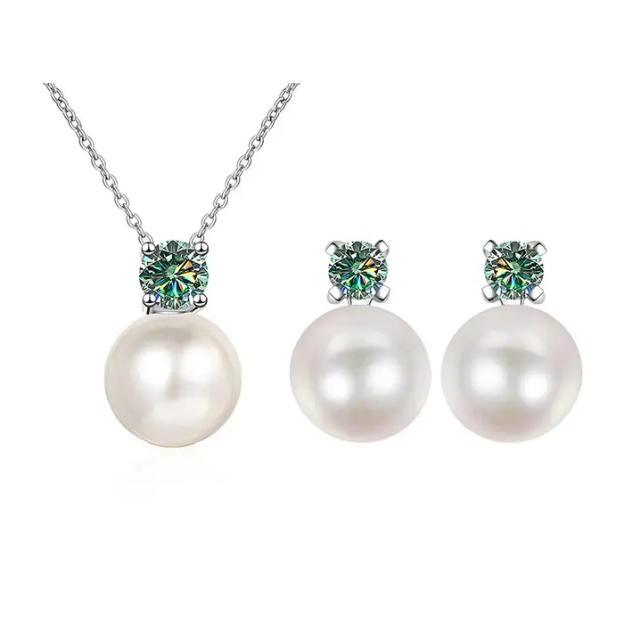 PomerceJelly-Ensemble de bijoux Moissanite avec collier et boucles d'oreilles en argent regardé 925 GRA