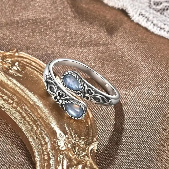 QIBAOKU – bague rétro en argent