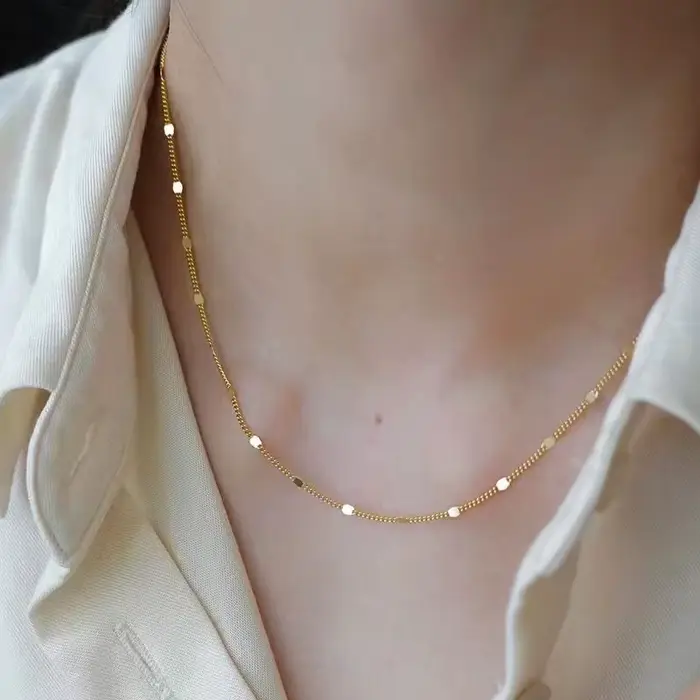 Jkeli réel 925 collier en argent femmes en argent sterling clavicule chaîne collier paillettes chaîn